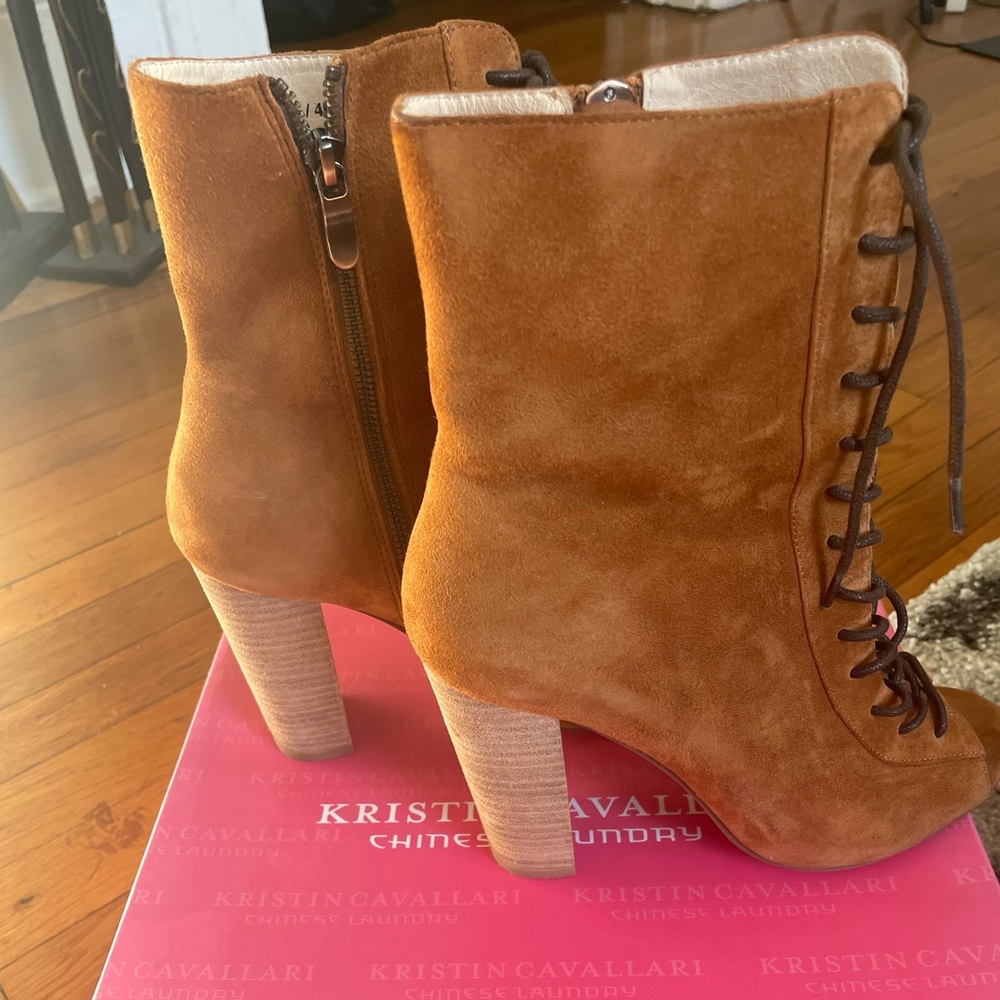 Kristin Cavallari x Chinese Laundry Peep Toe Lace Up Booties